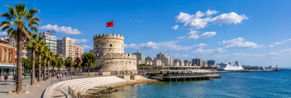 Venetian Tower and seaside promenade in Durrës, Albania