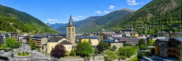 La Massana, Andorra, surrounded by lush Pyrenean mountains and traditional stone buildings