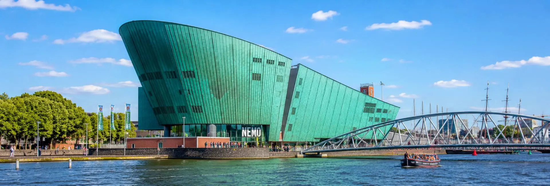 NEMO Science Museum's distinctive green ship-shaped building on Amsterdam's Oosterdok waterfront