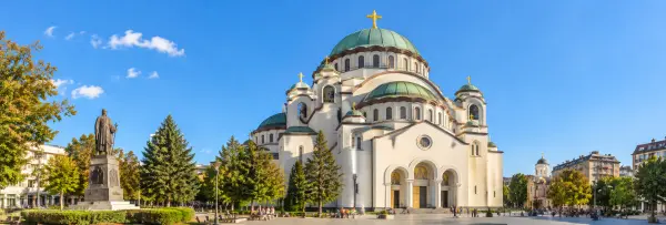 St. Michael’s Cathedral in Belgrade, Serbia, a historic Serbian Orthodox church with elegant architecture.