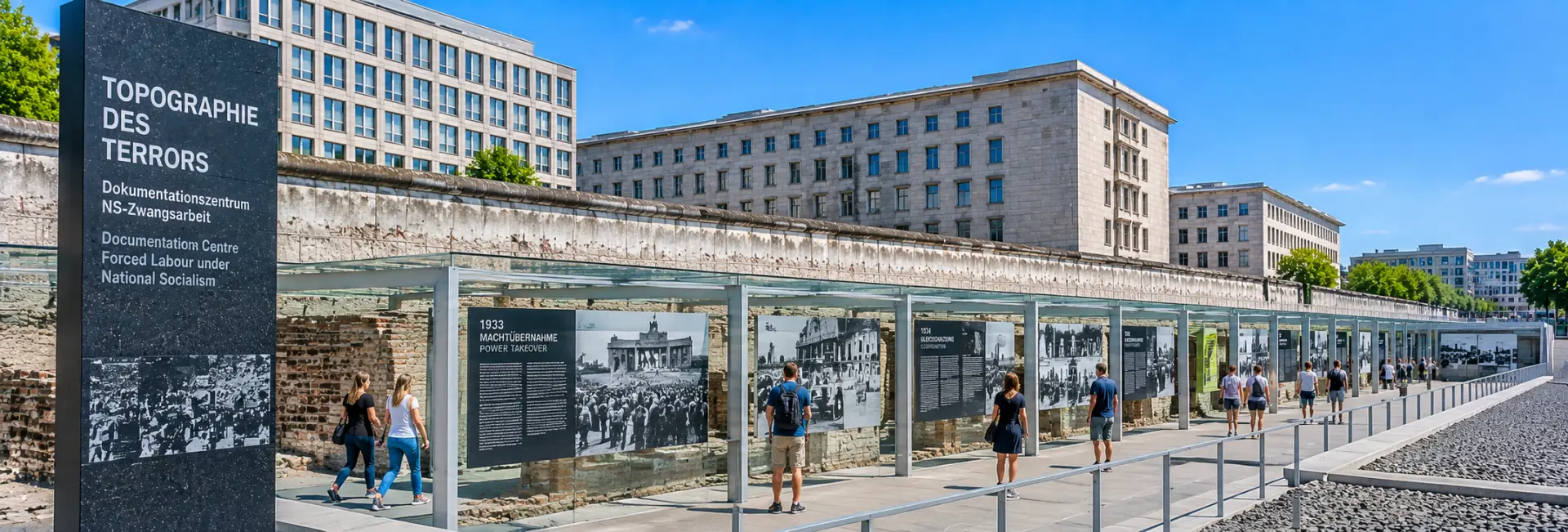 Topography of Terror in Berlin with historic ruins and outdoor exhibitions