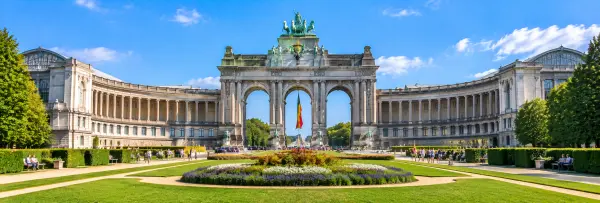 Cinquantenaire Park in Brussels, Belgium, with its grand triumphal arch and landscaped gardens