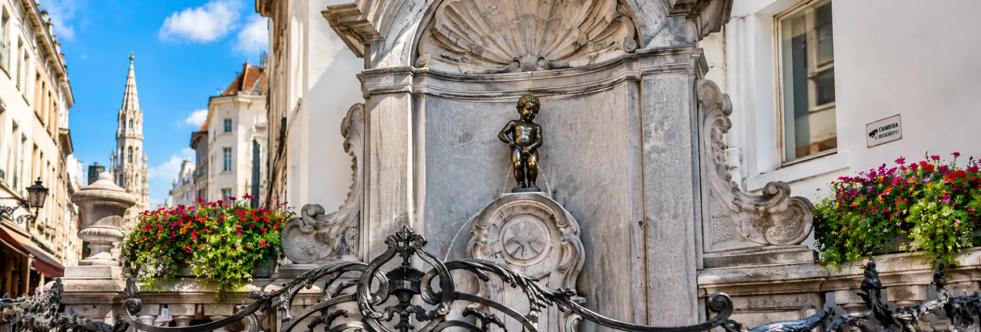 Manneken Pis in Brussels, Belgium, the city’s famous bronze fountain statue