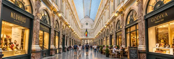 Royal Galleries of Saint Hubert in Brussels, Belgium, with its elegant glass-roofed arcade