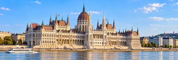 Hungarian Parliament Building in Budapest, Hungary, beside the Danube River