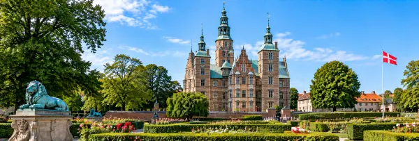 Rosenborg Castle in Copenhagen, Denmark, surrounded by formal gardens