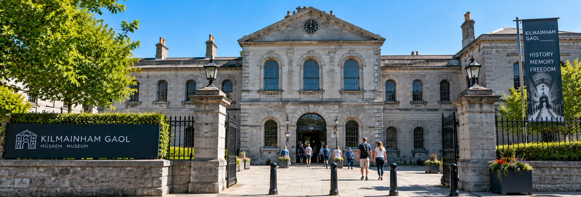 Kilmainham Gaol in Dublin with its historic stone façade and arched windows