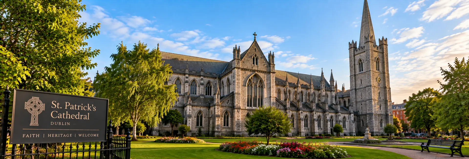 St. Patrick’s Cathedral in Dublin with its Gothic architecture and gardens