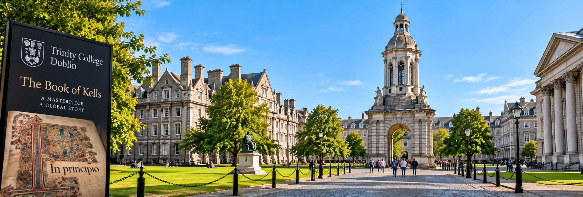 Trinity College Dublin with its historic campus and iconic Campanile