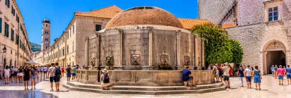 Onofrio’s Fountain in Dubrovnik, Croatia, a historic landmark near Pile Gate in the Old Town.