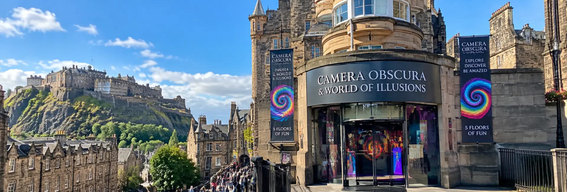 Camera Obscura & World of Illusions in Edinburgh with Edinburgh Castle in the background