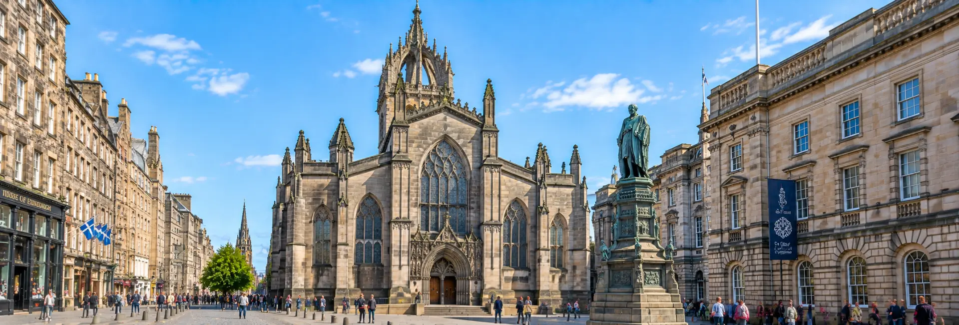 St Giles’ Cathedral in Edinburgh with its Gothic architecture and historic Old Town surroundings