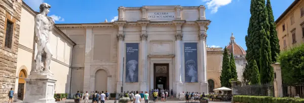 Accademia Gallery (Galleria dell’Accademia) in Florence, Italy, with visitors and historic architecture