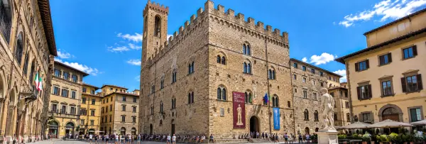 Bargello Museum in Florence, Italy, featuring its medieval stone façade and historic architecture