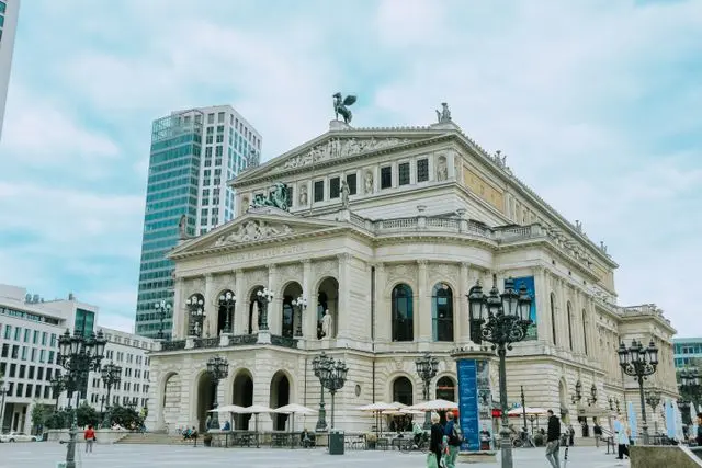 Alte Oper historic concert hall in Frankfurt, Germany, viewed from Opernplatz
