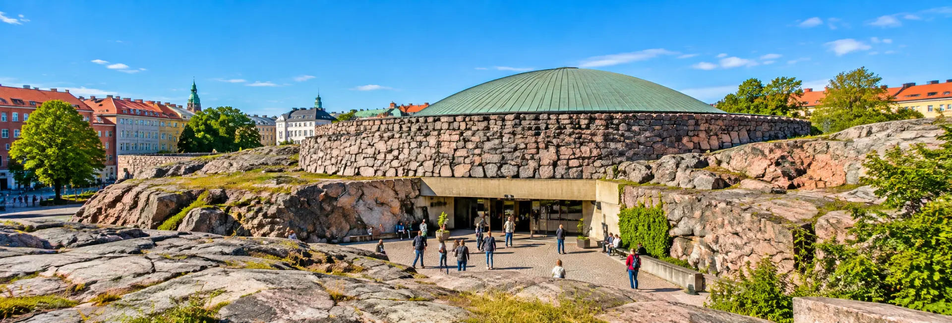 Temppeliaukio Church, the Rock Church, carved into granite in Helsinki, Finland