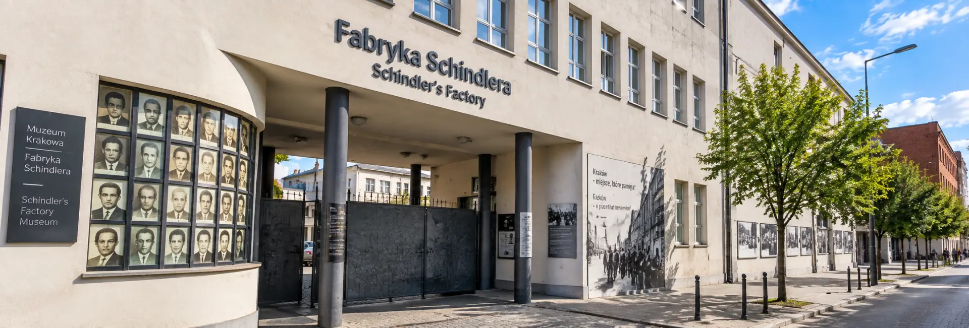 Schindler’s Factory Museum in Kraków, Poland, with its historic industrial facade