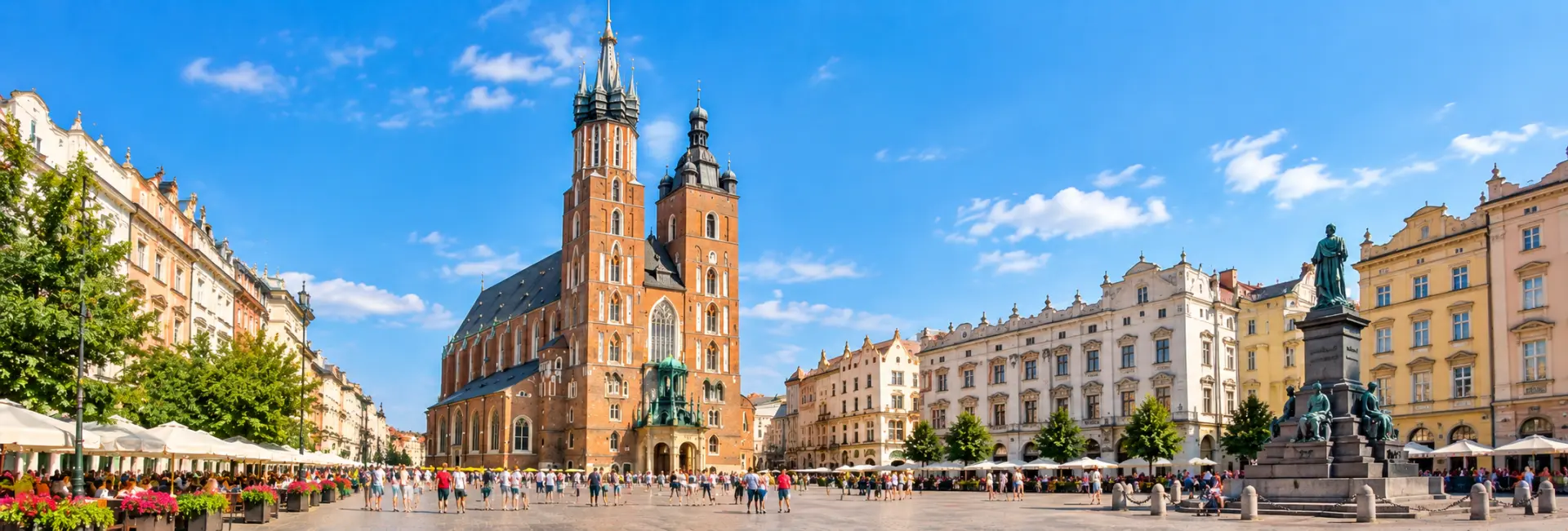 St. Mary’s Basilica in Kraków, Poland, overlooking the historic Main Market Square