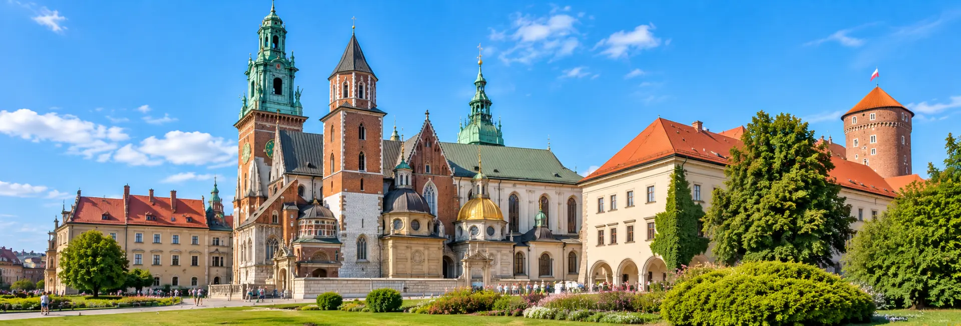 Wawel Cathedral in Kraków, Poland, with its historic towers and ornate domes