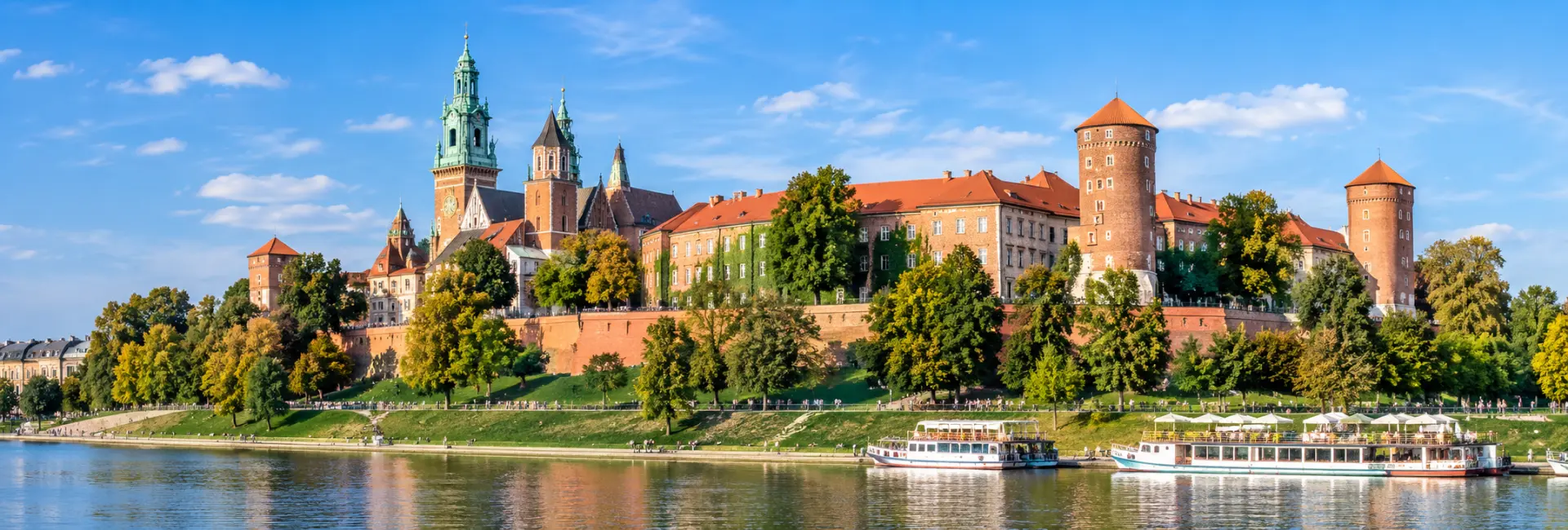 Wawel Royal Castle in Kraków, Poland, viewed across the Vistula River