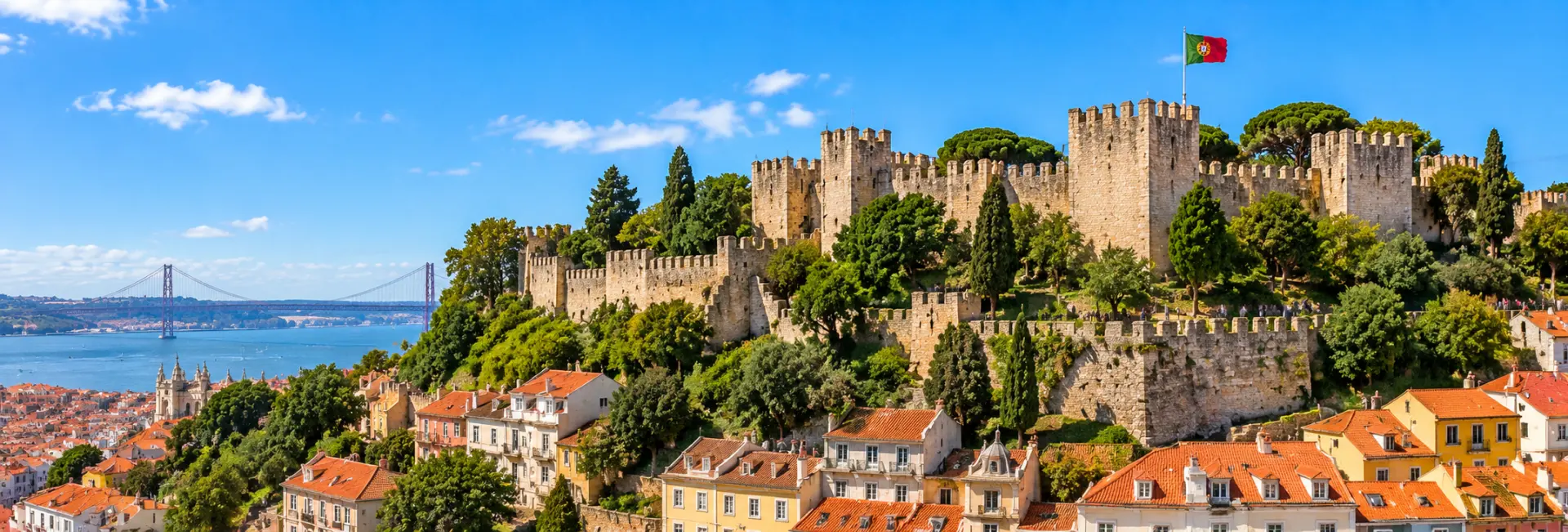 São Jorge Castle in Lisbon, Portugal, overlooking the city and Tagus River.