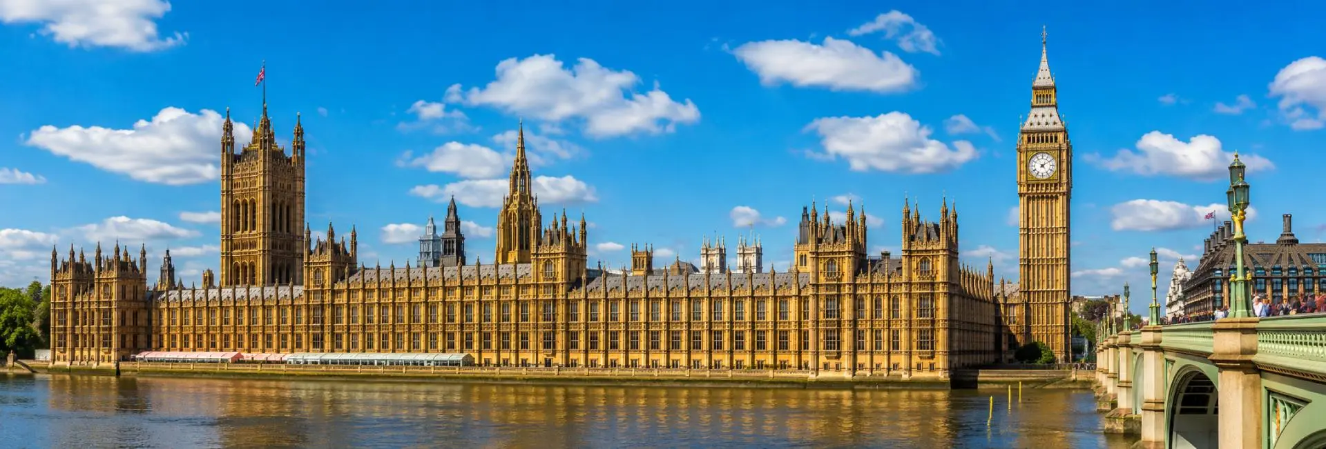 Palace of Westminster and Elizabeth Tower beside the River Thames in London