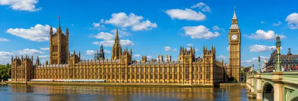 Palace of Westminster and Elizabeth Tower beside the River Thames in London