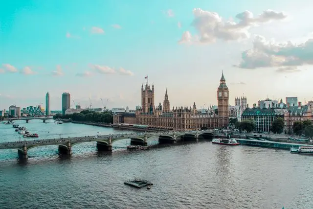Palace of Westminster and Big Ben overlooking the River Thames