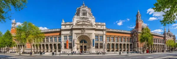 Victoria and Albert Museum in London with its ornate red-brick and stone façade