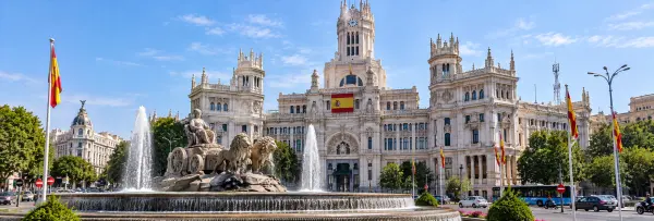 Plaza de Cibeles in Madrid with the Cibeles Fountain and Palacio de Cibeles