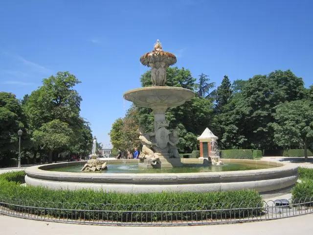 Ornate fountain in Retiro Park Madrid