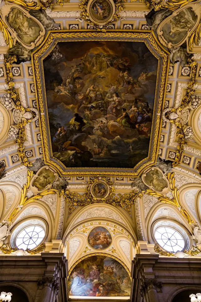 Royal Palace Madrid ornate ceiling