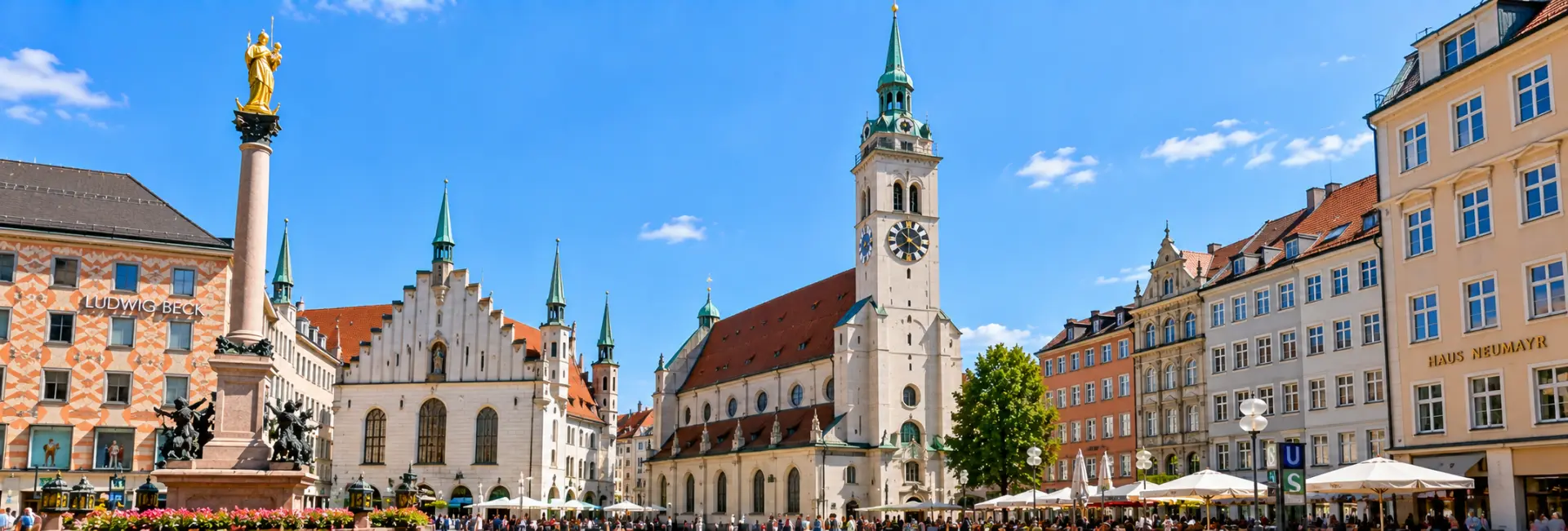 St. Peter’s Church in Munich, Germany, with its historic tower and surrounding city square