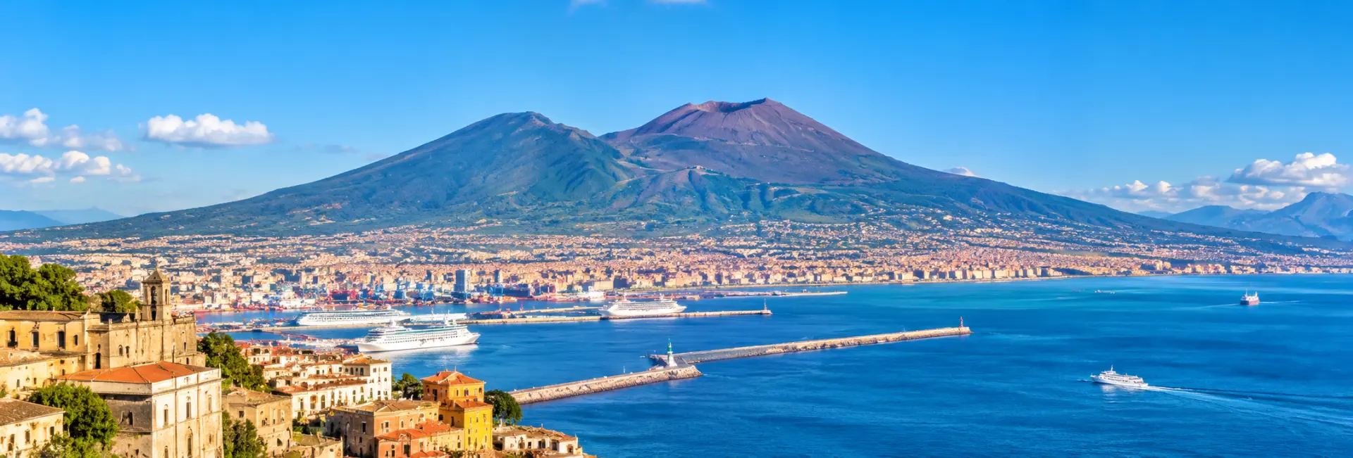 Mount Vesuvius overlooking Naples and the Bay of Naples, Italy