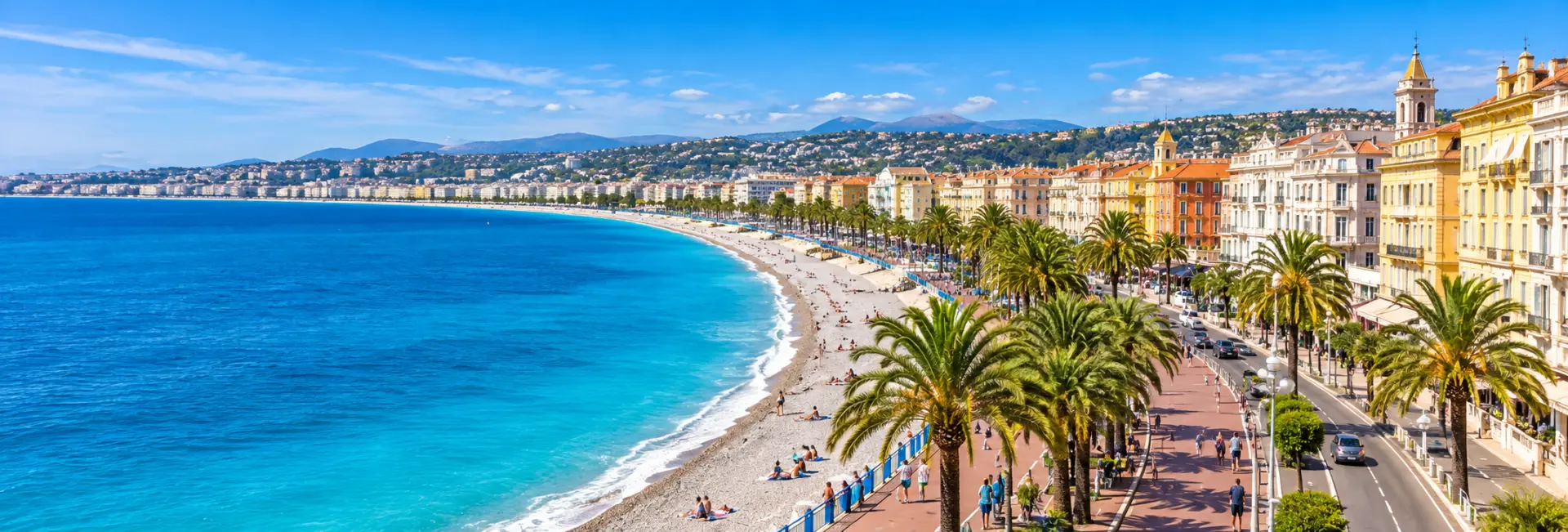 Promenade des Anglais along the Mediterranean coast in Nice, France