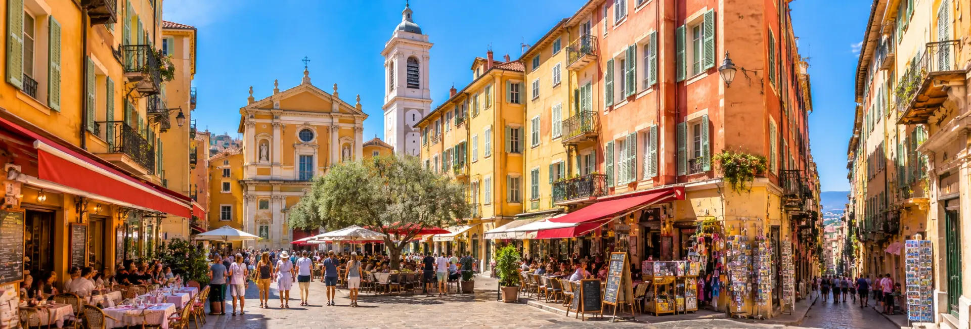 Vieux Nice (Old Town), Nice, France, with colorful historic buildings and lively streets