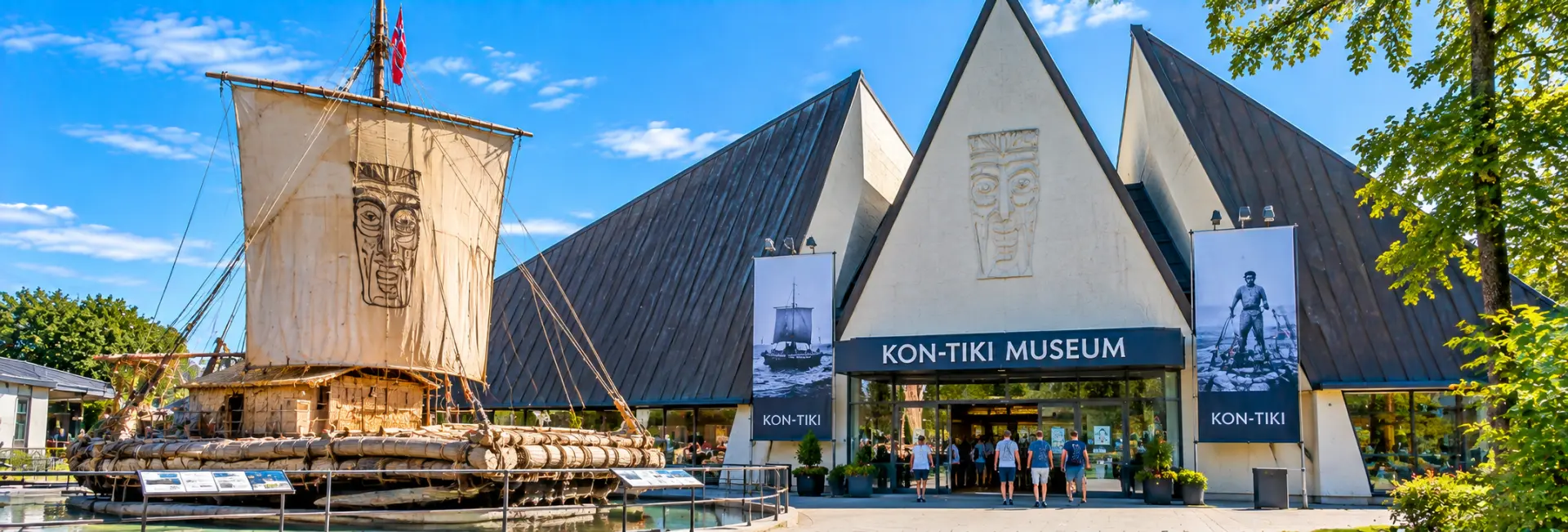 Kon-Tiki Museum in Oslo, Norway, featuring the famous Kon-Tiki raft and distinctive museum building.