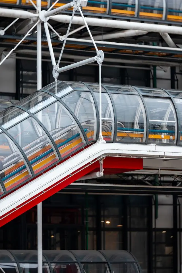 Centre Pompidou facade featuring colorful exposed pipes and structural elements