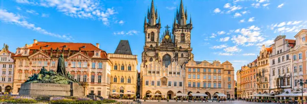 Church of Our Lady before Týn with its iconic twin Gothic spires in Prague