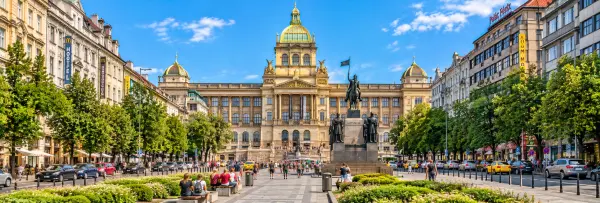 Wenceslas Square in Prague with the National Museum and St. Wenceslas monument