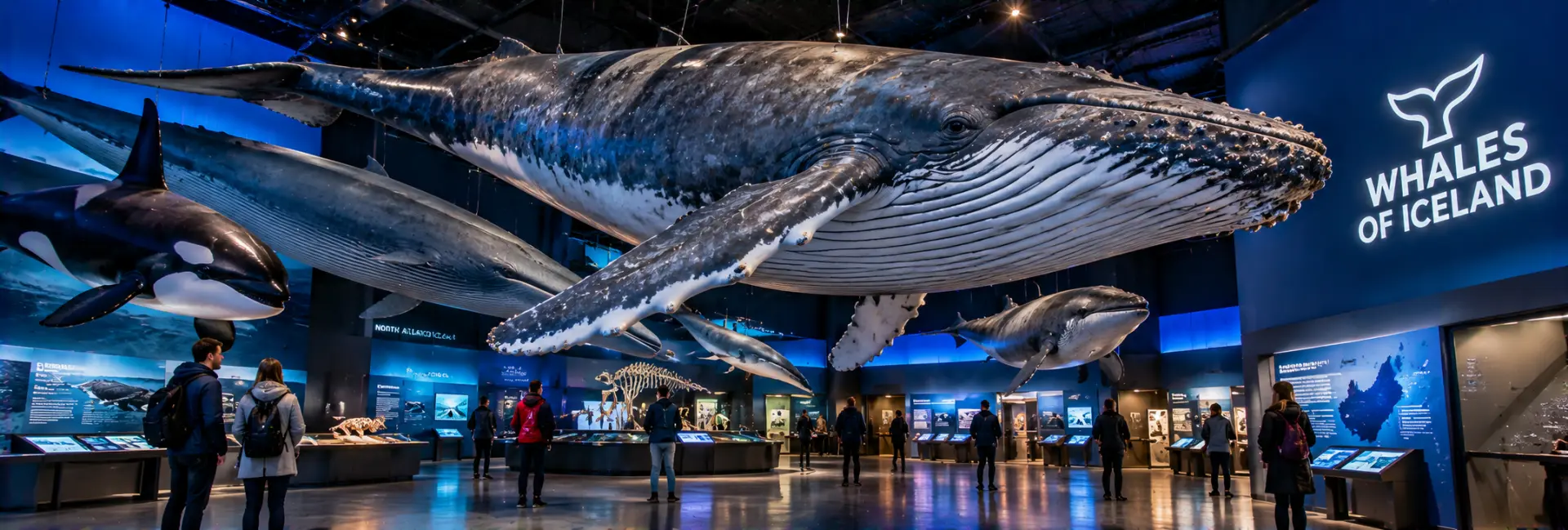 Whales of Iceland museum in Reykjavík with life-size whale models and exhibits