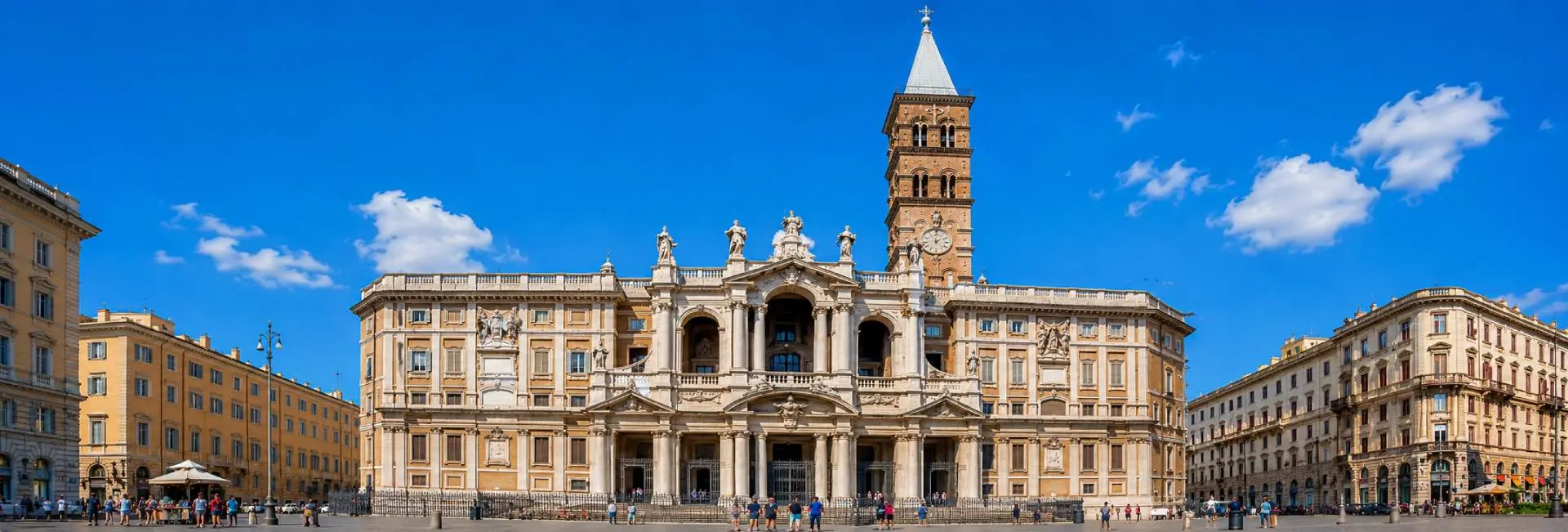 Basilica di Santa Maria Maggiore in Rome with its ornate façade and historic bell tower