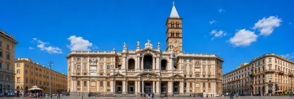 Basilica di Santa Maria Maggiore in Rome with its ornate façade and historic bell tower