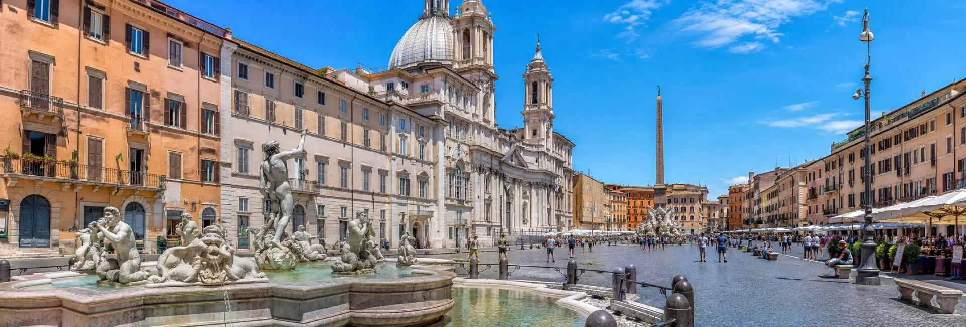 Piazza Navona in Rome with the Fountain of the Four Rivers and Baroque architecture