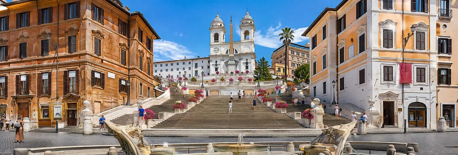 Spanish Steps in Rome with Trinità dei Monti church and Piazza di Spagna