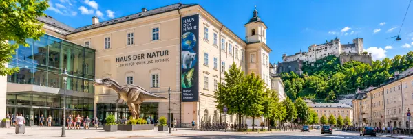 Haus der Natur museum in Salzburg, Austria, featuring its historic exterior and science exhibitions.
