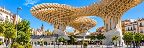 Metropol Parasol (Las Setas) in Seville, Spain, featuring its striking modern wooden canopy.