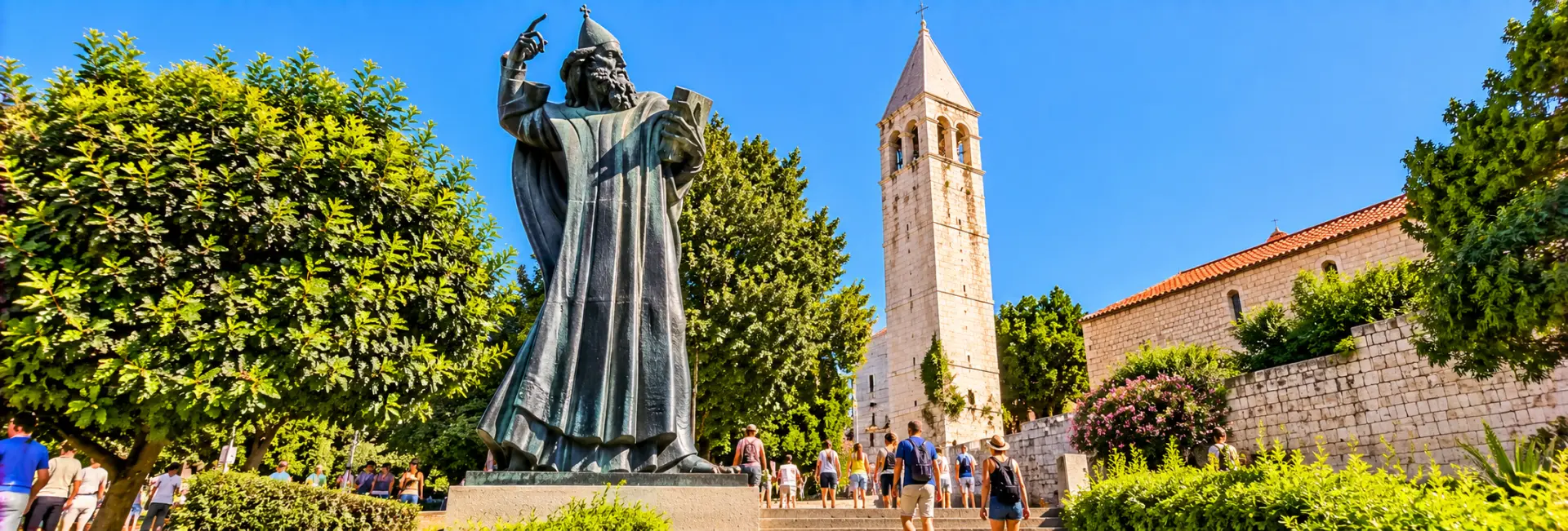 Gregory of Nin Statue in Split, Croatia, a monumental bronze sculpture near Diocletian’s Palace.