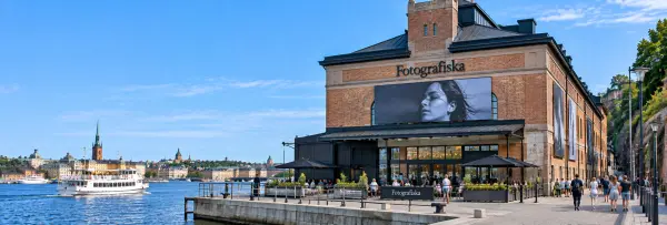 Fotografiska photography museum overlooking the waterfront in Stockholm, Sweden