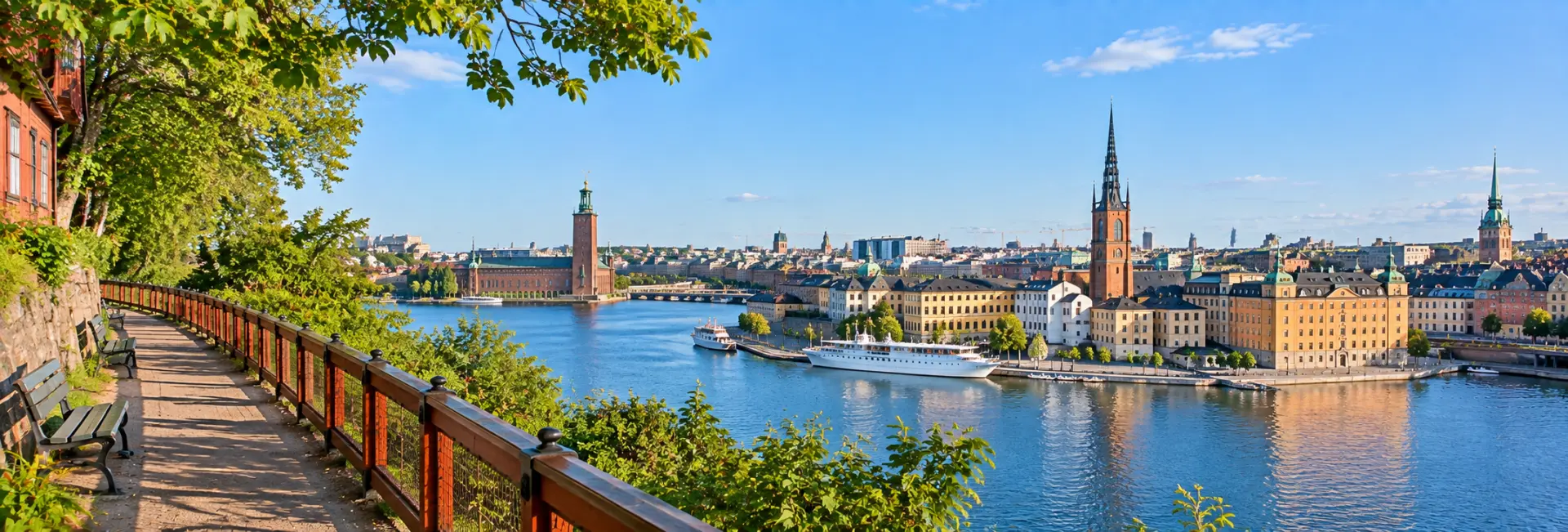 Monteliusvägen scenic viewpoint overlooking Stockholm and Lake Mälaren, Sweden